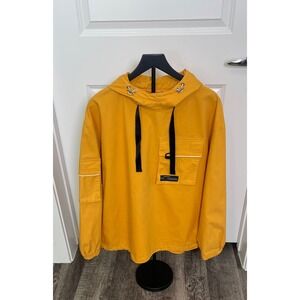 TRENDIANO Large Yellow Pullover Men Anorak Pockets Drawstring‎ Casual Streetwear